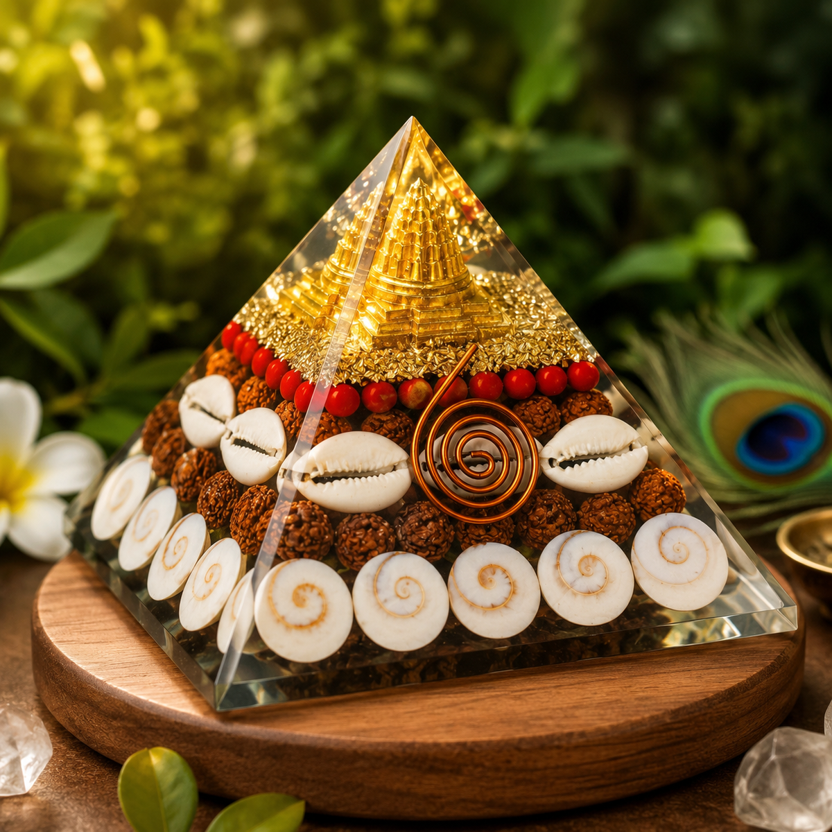 Velvique™ Crystal Shree Yantra Pyramid