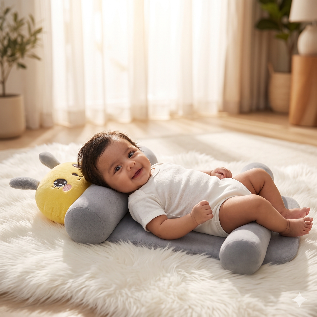 Velvique CloudHug: Ultra-Soft Anti-Roll Baby Sleep Pillow