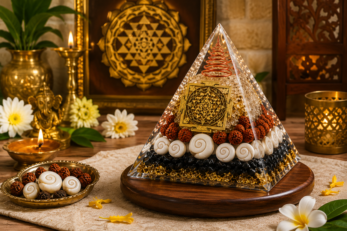 Velvique™ Crystal Shree Yantra Pyramid